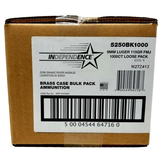 CC5250BK1000-CCI-independence-brass-handgun-ammunition-9mm-luger-115-gr-fmj-1145-fps-1000-ct-Loose-pack